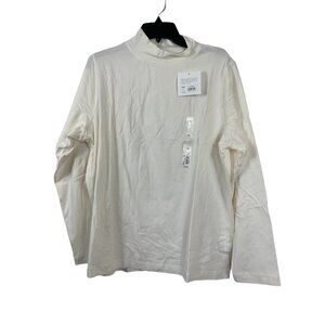 Croft & Barrow Women's Ivory Classic Mock Neck Top